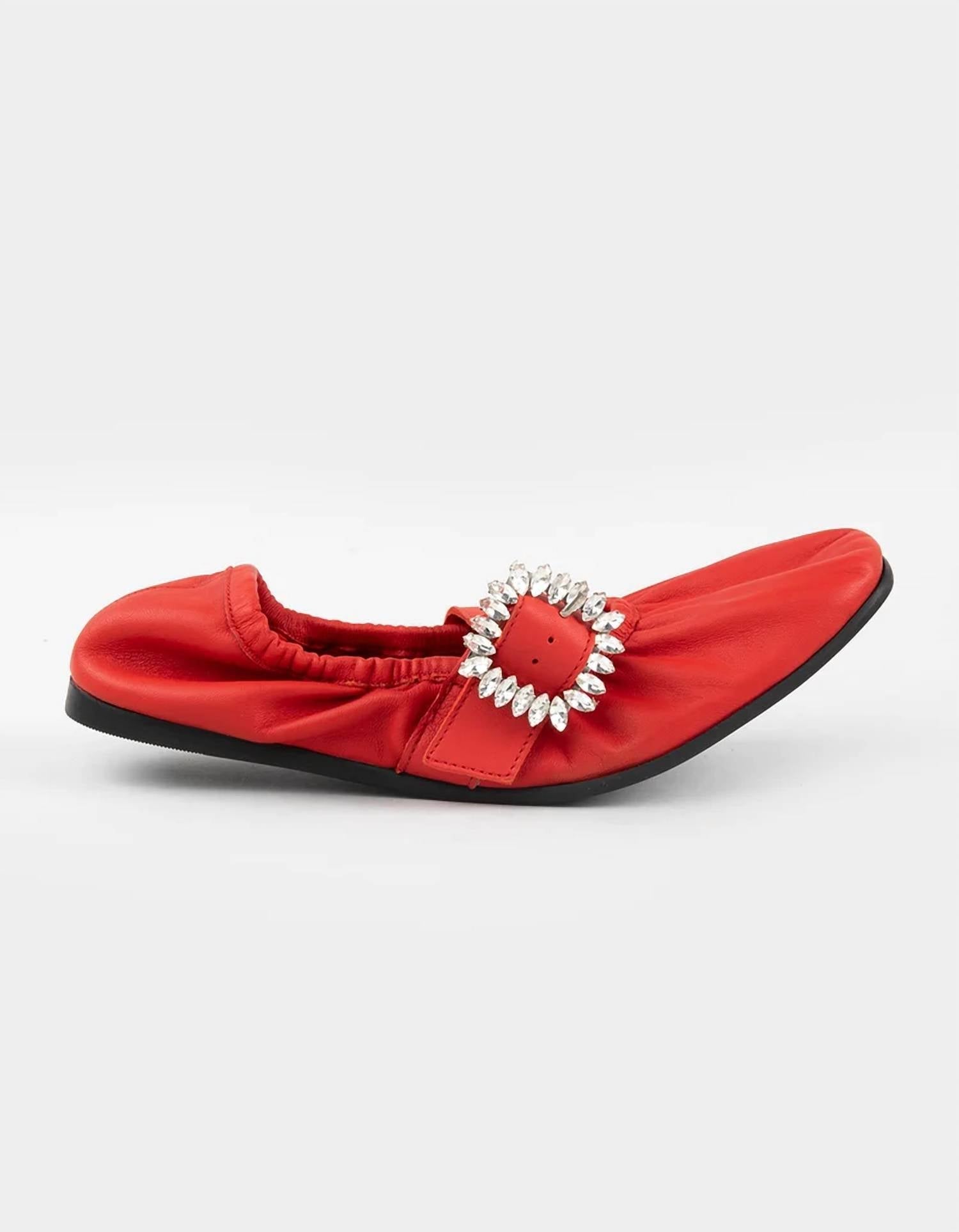 Baletas de mujer de cuero color rojo