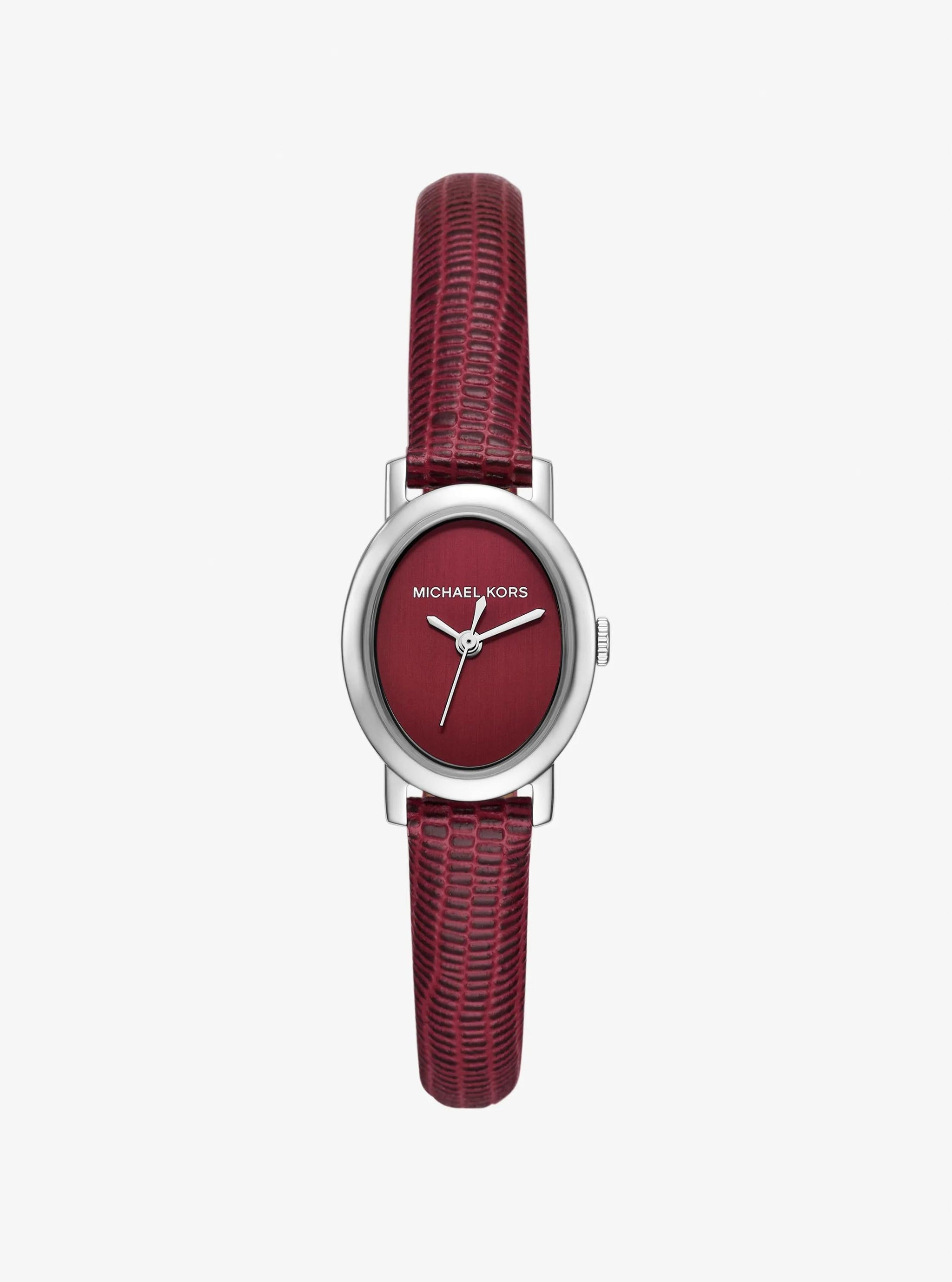 Reloj de cuero color plateado
