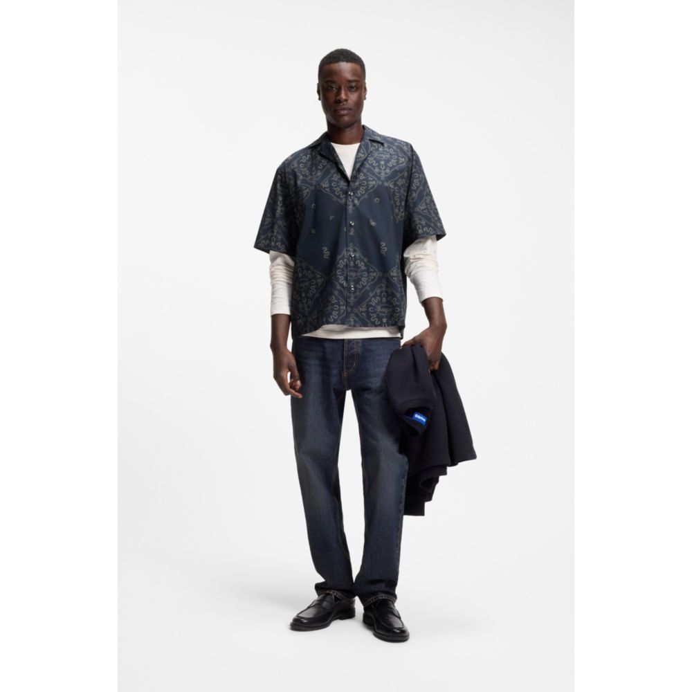 Camisa de algodón de corte amplio con estampado