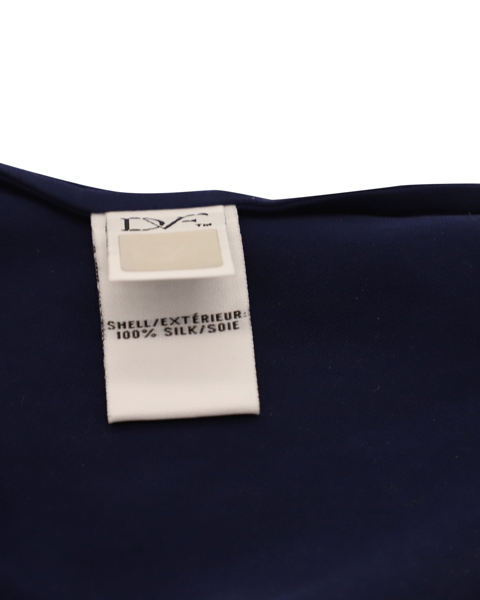 Blusa de seda de manga larga color azul marino
