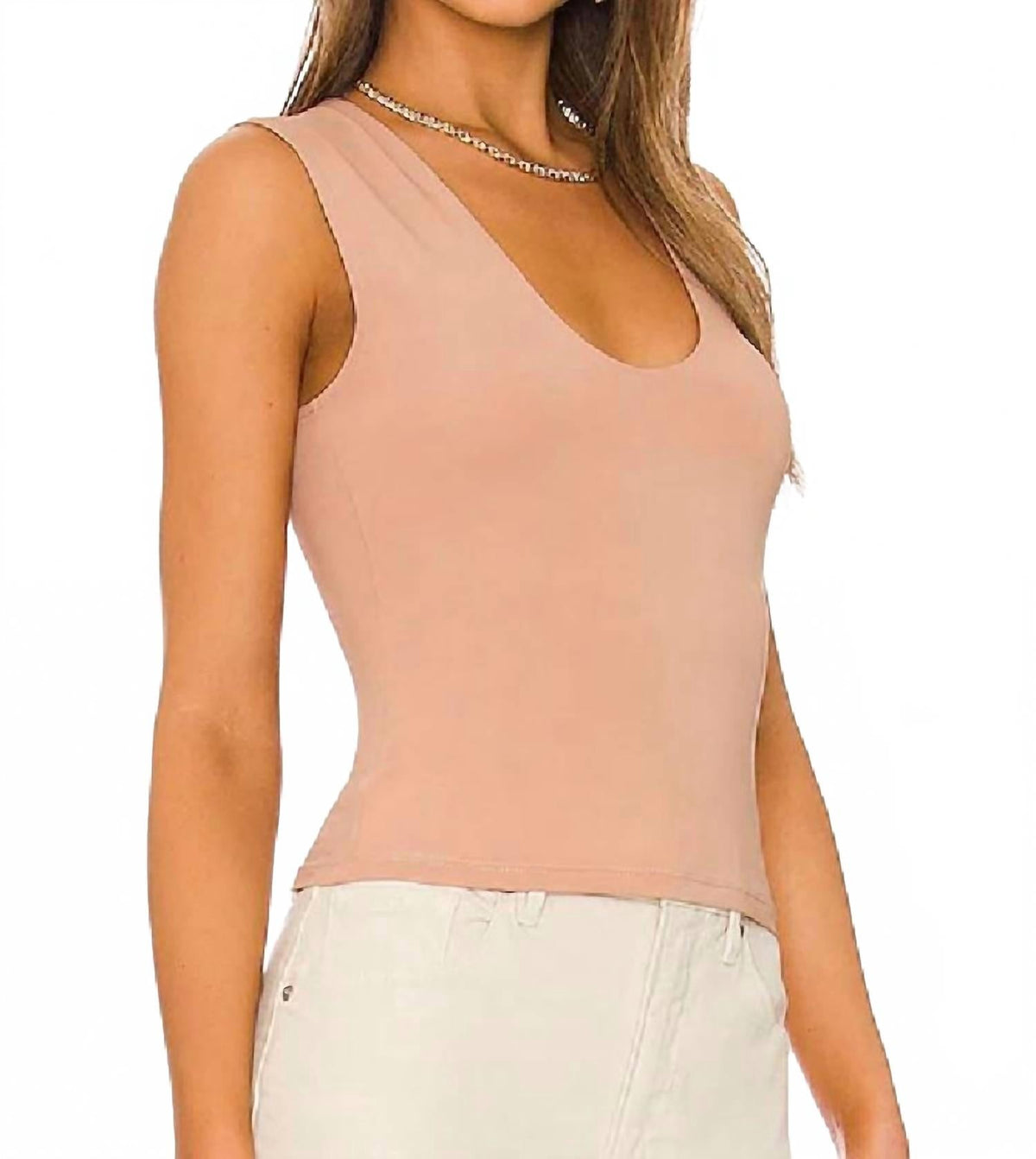 Camiseta sin mangas color beige