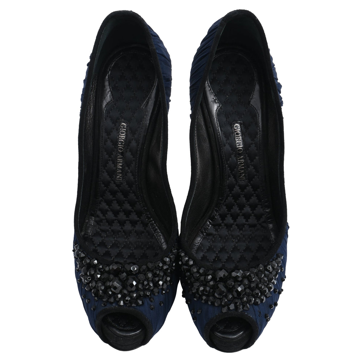 Tacones de satén color azul marino
