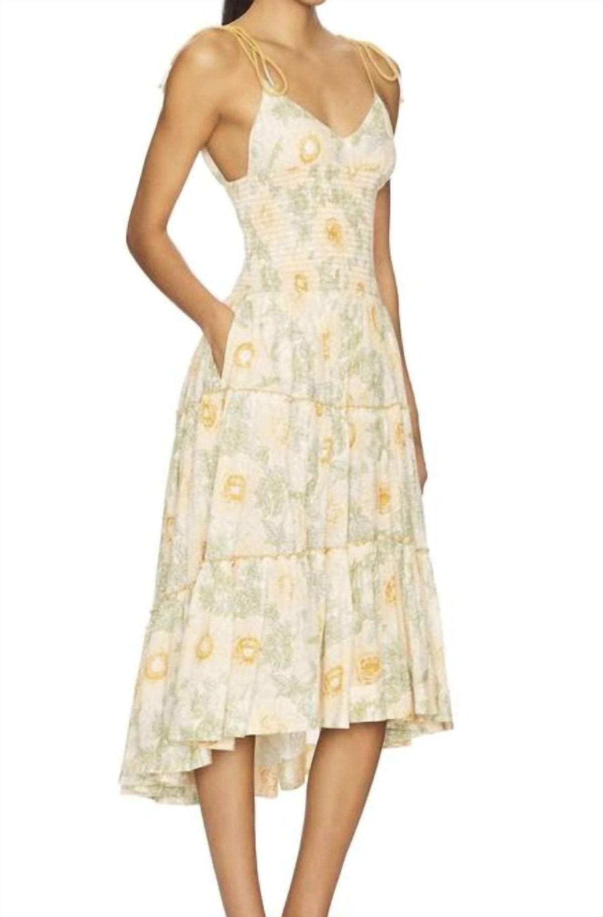 Vestido midi color marfil