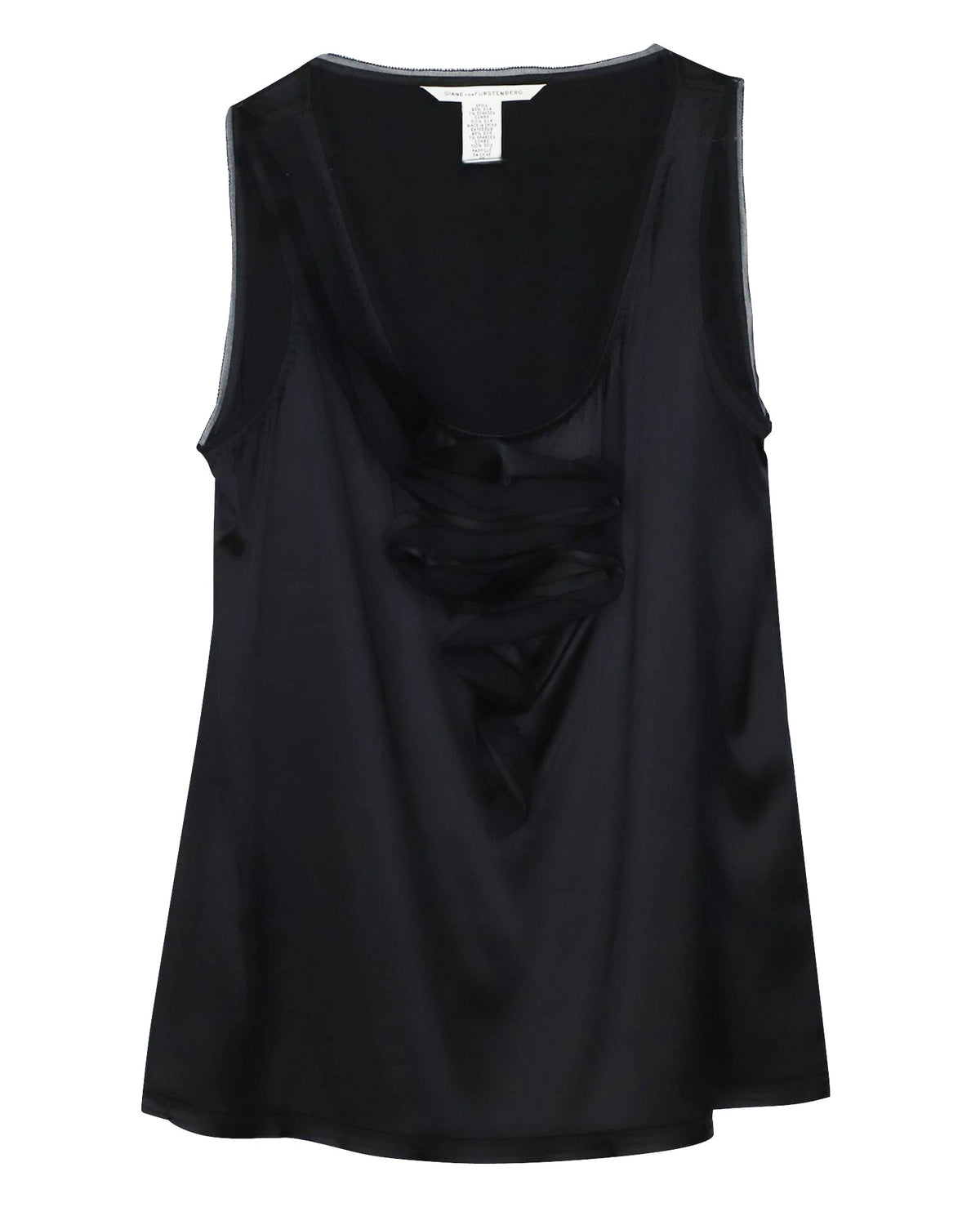 Blusa de seda sin mangas con boleros color negro