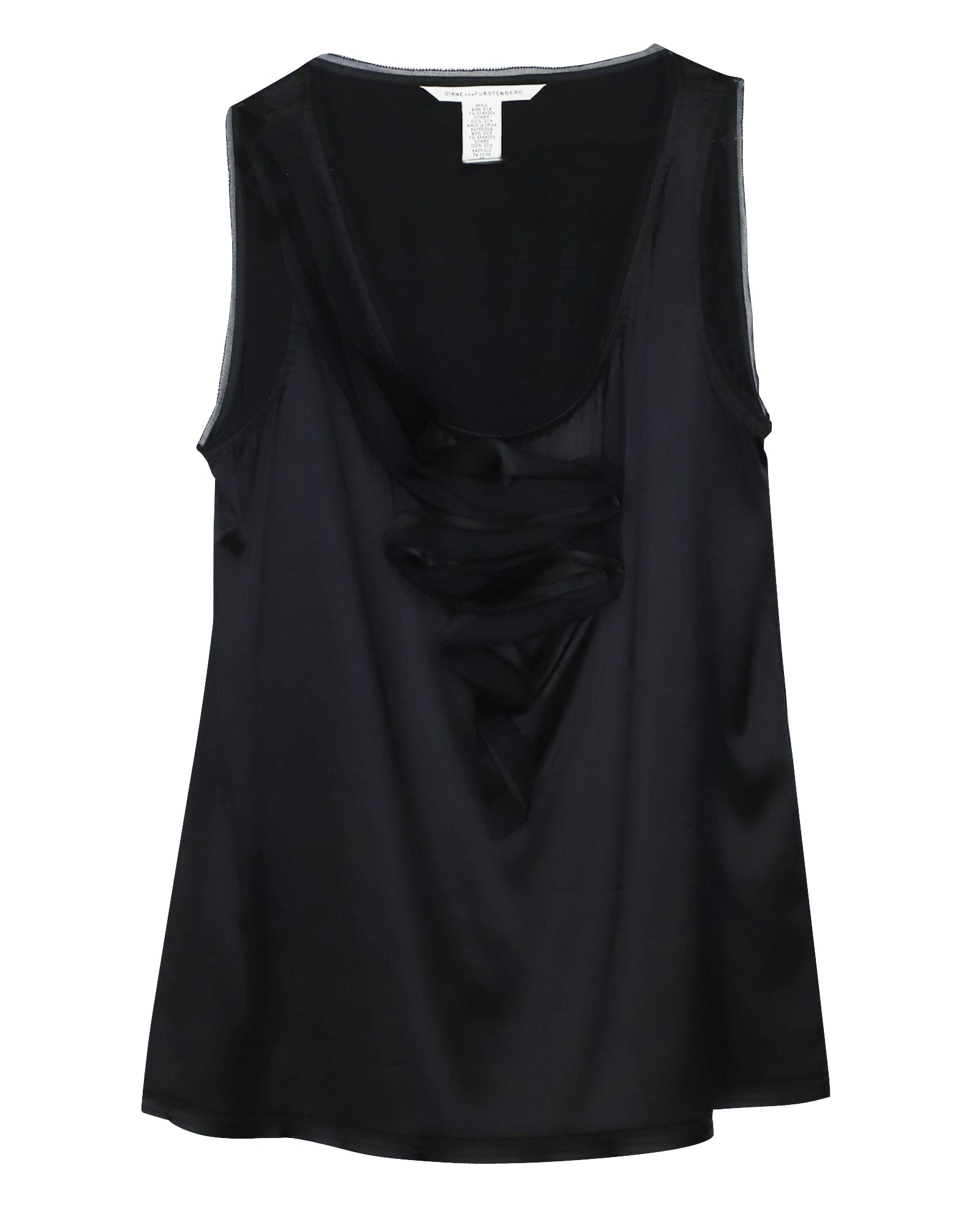 Blusa de seda sin mangas con boleros color negro