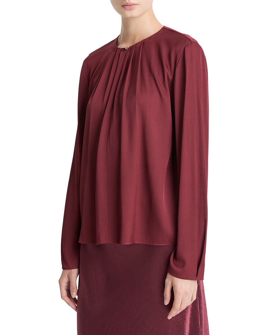 Blusa de mezcla de seda con pliegues
