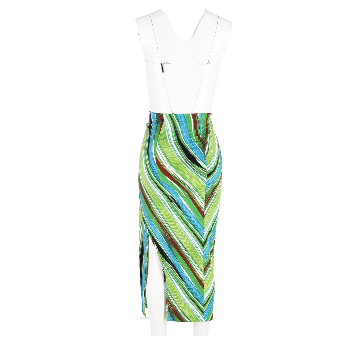 Falda midi a rayas multicolor