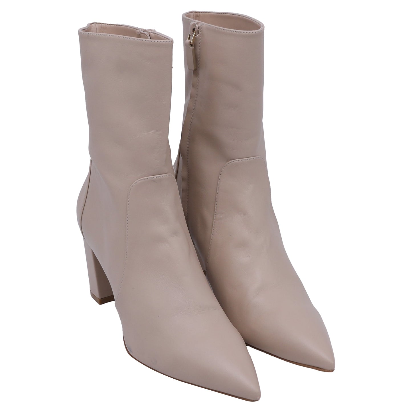Botines de cuero color beige