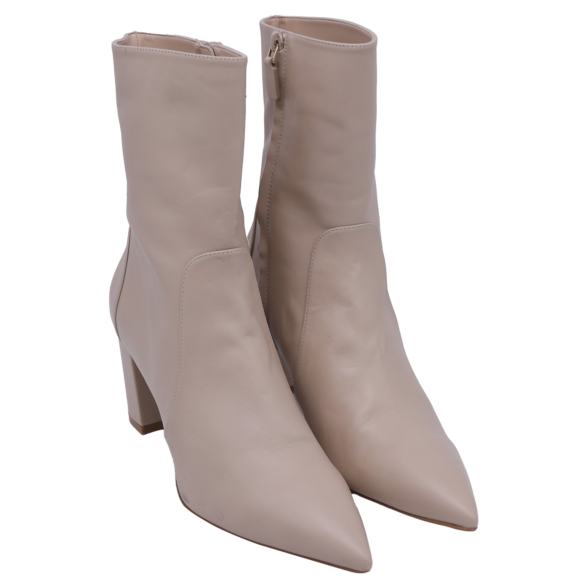 Botines de cuero color beige
