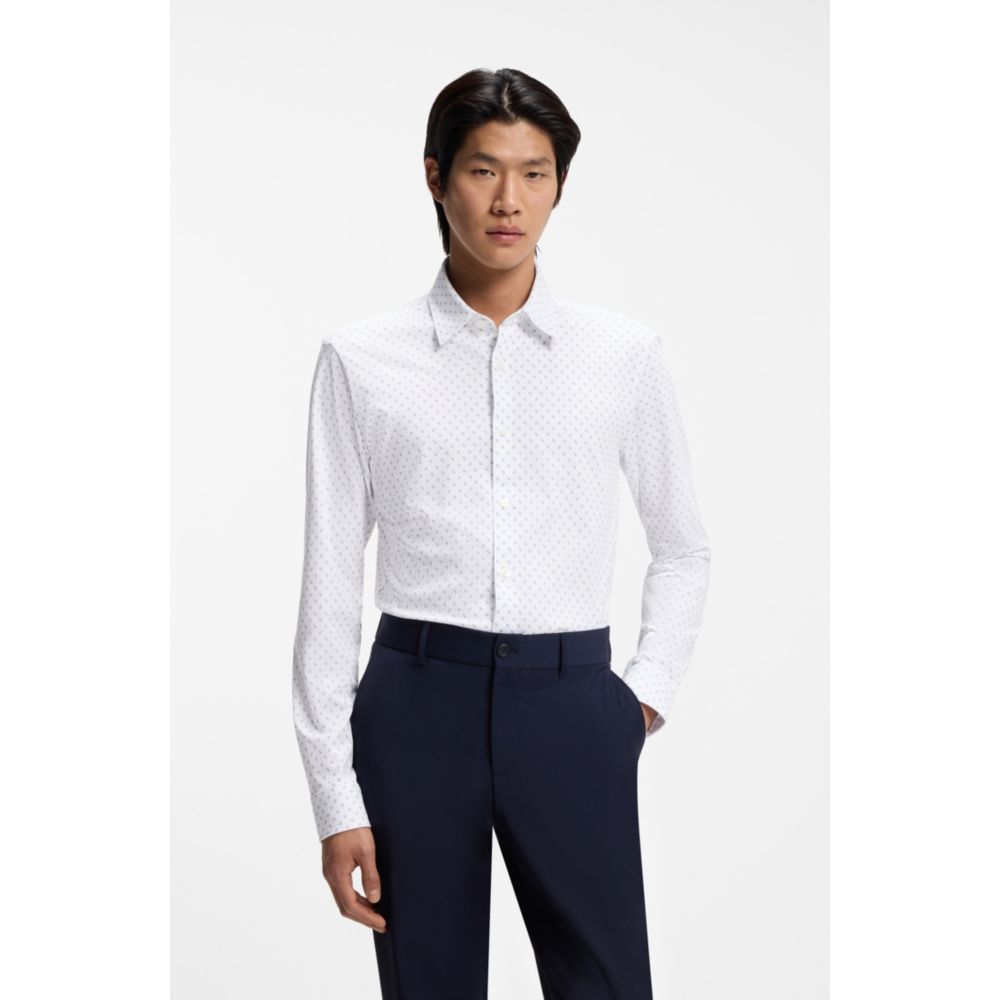 Camisa de mezcla de algodón de corte ajustado con estampado