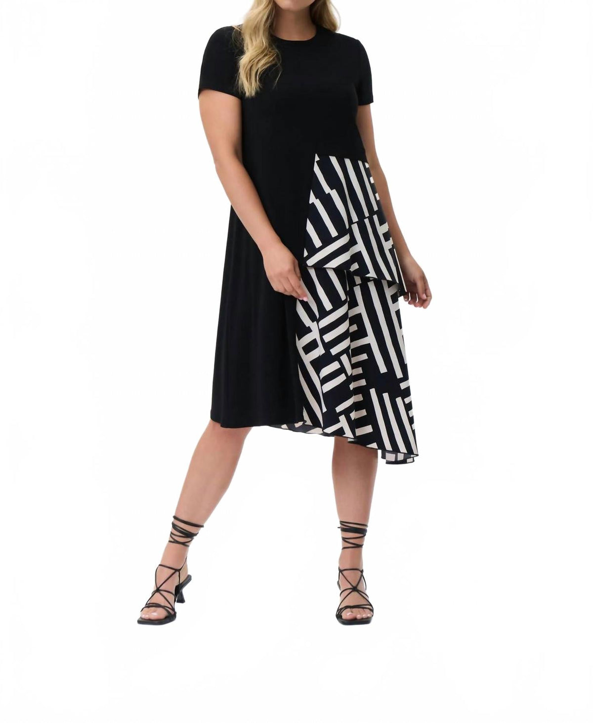 Vestido midi color negro y blanco