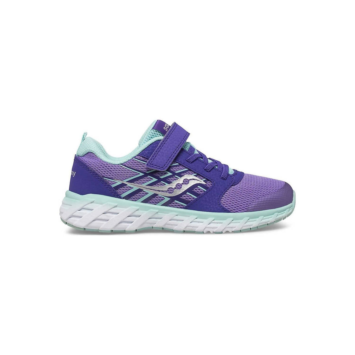 Tenis infantil color violeta y turquesa