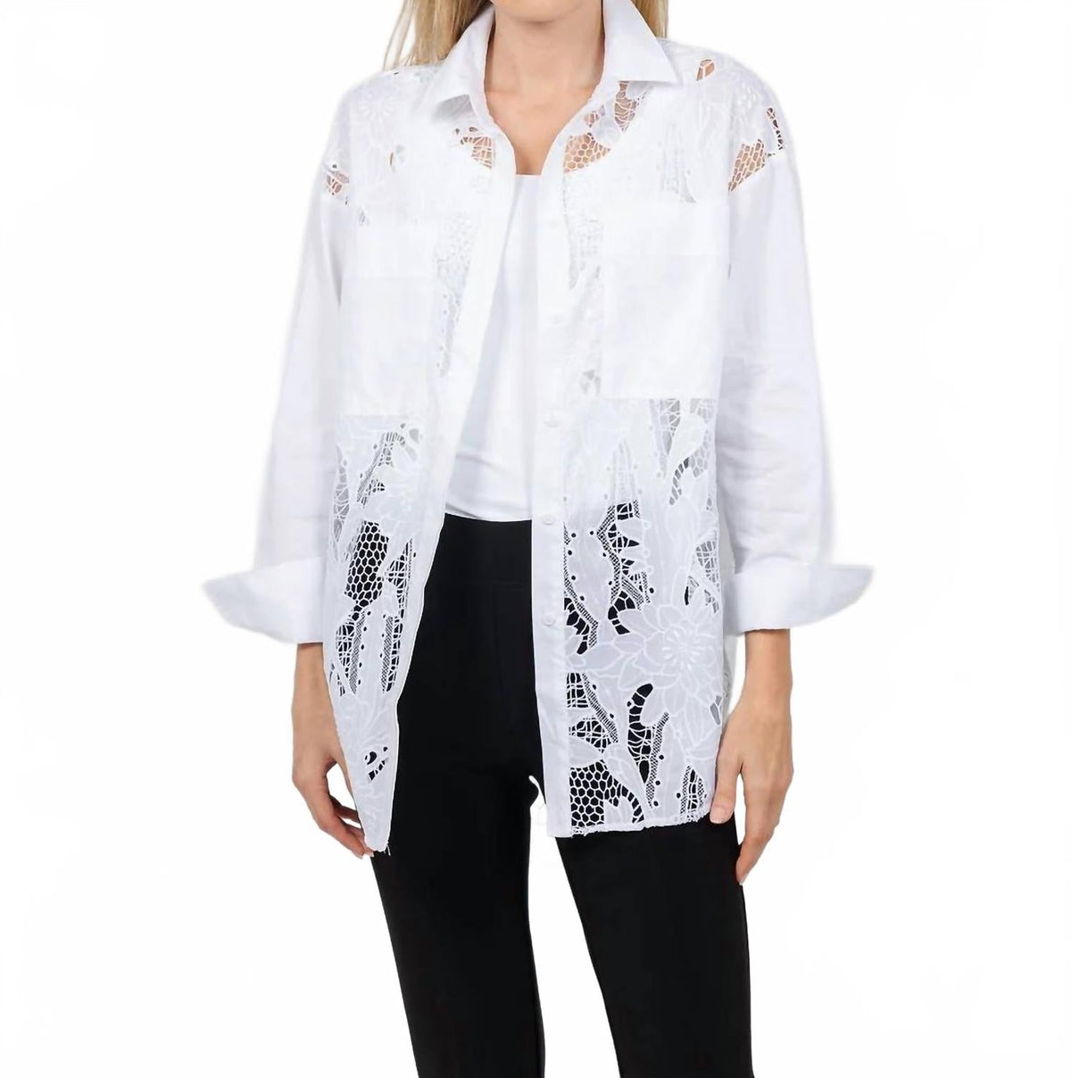 Blusa de algodón con bordado color blanco
