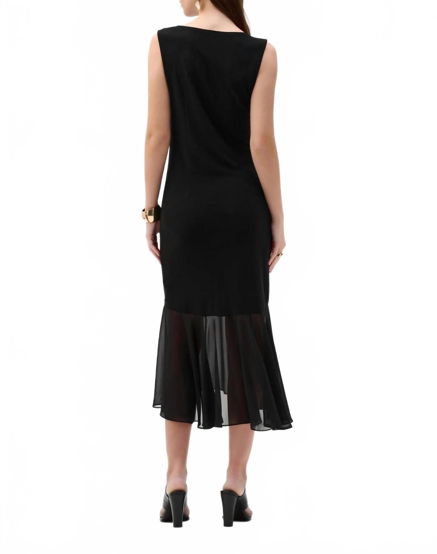 Vestido de gasa midi color negro