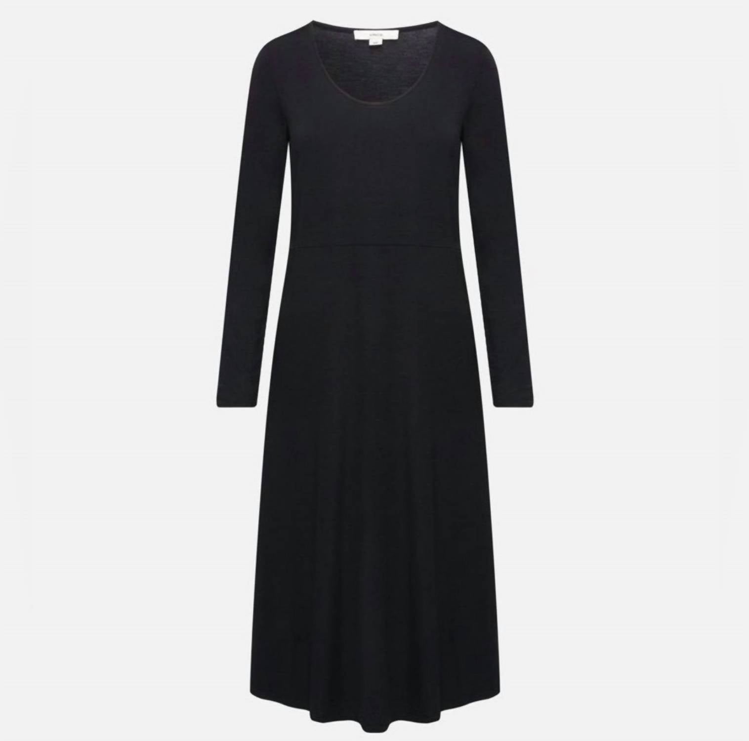 Vestido midi de manga larga color negro
