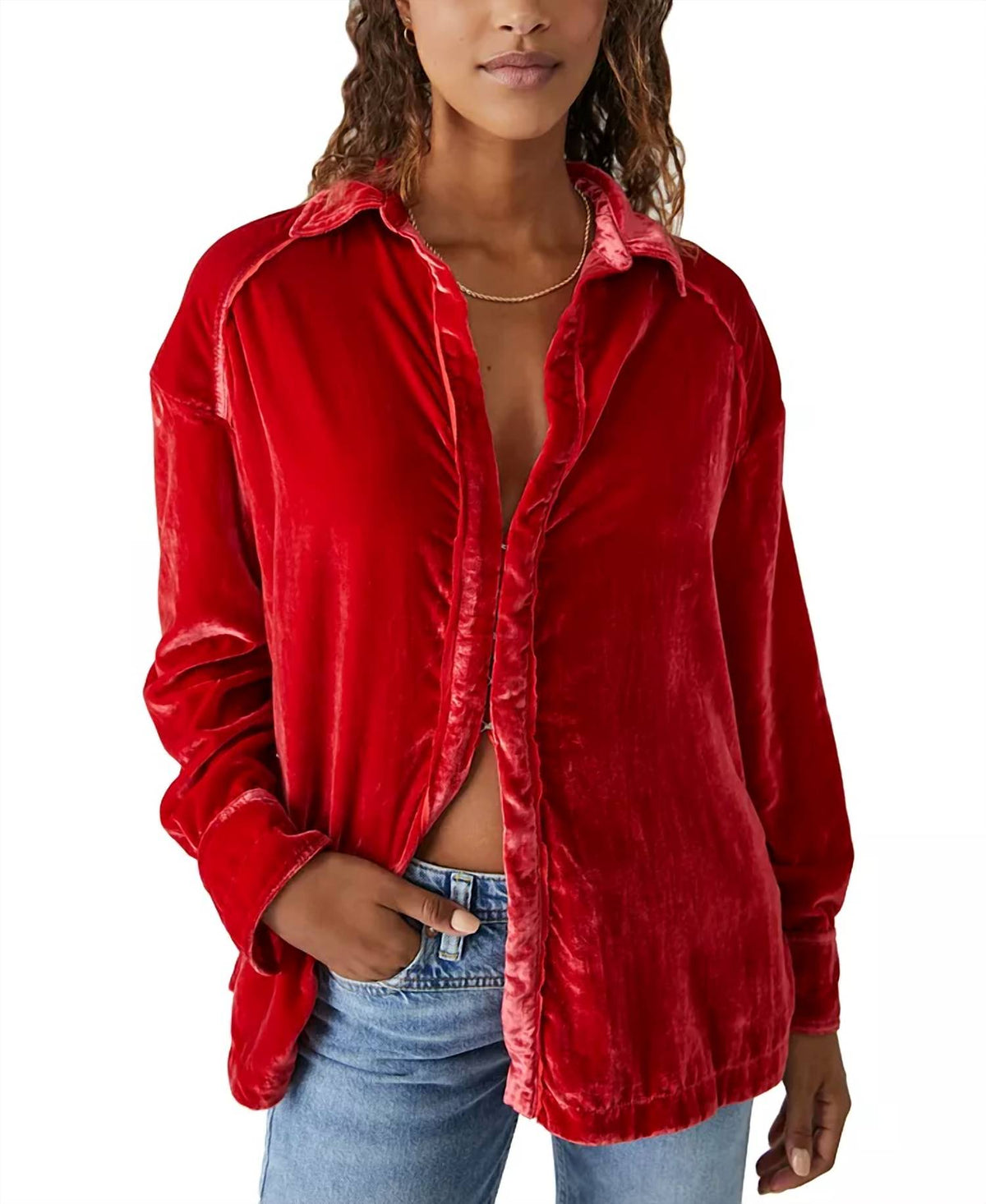 Blusa de terciopelo color rojo