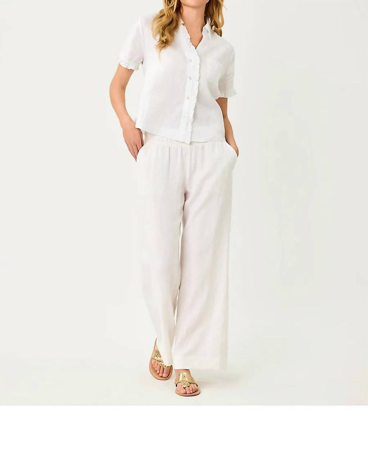 Pantalón de lino color blanco