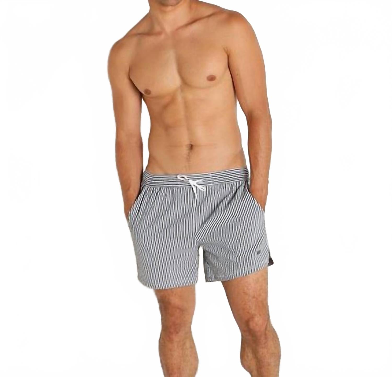 Pantaloneta de baño a rayas color azul marino
