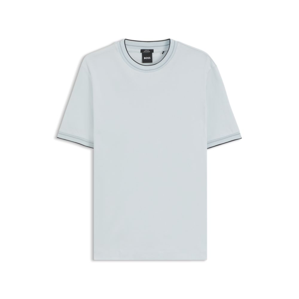 Camiseta de algodón con cuello redondo de corte ajustado