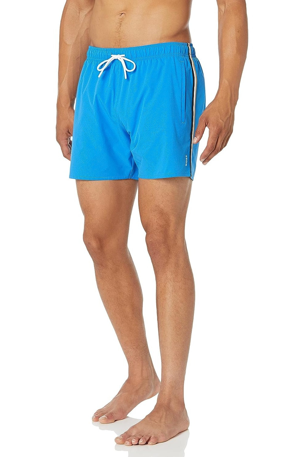 Pantaloneta de baño de hombre a rayas color azul