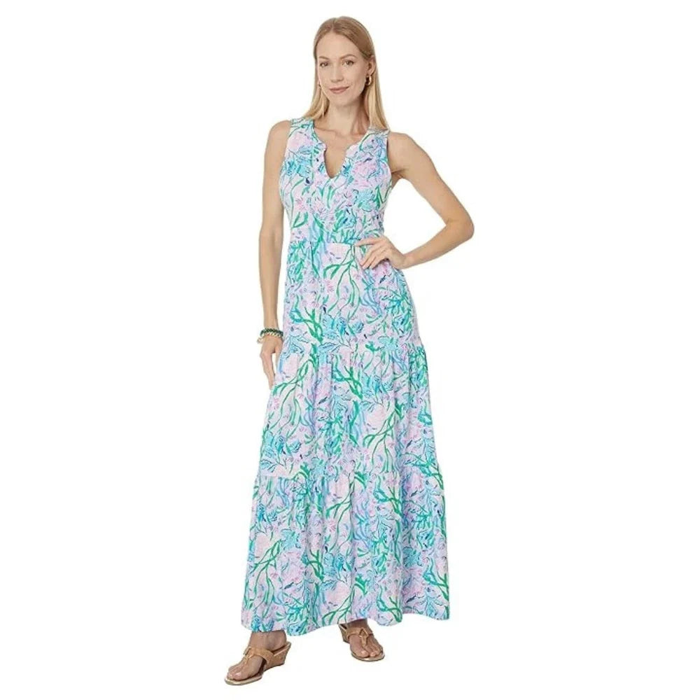 Vestido de mujer largo con cuello en V