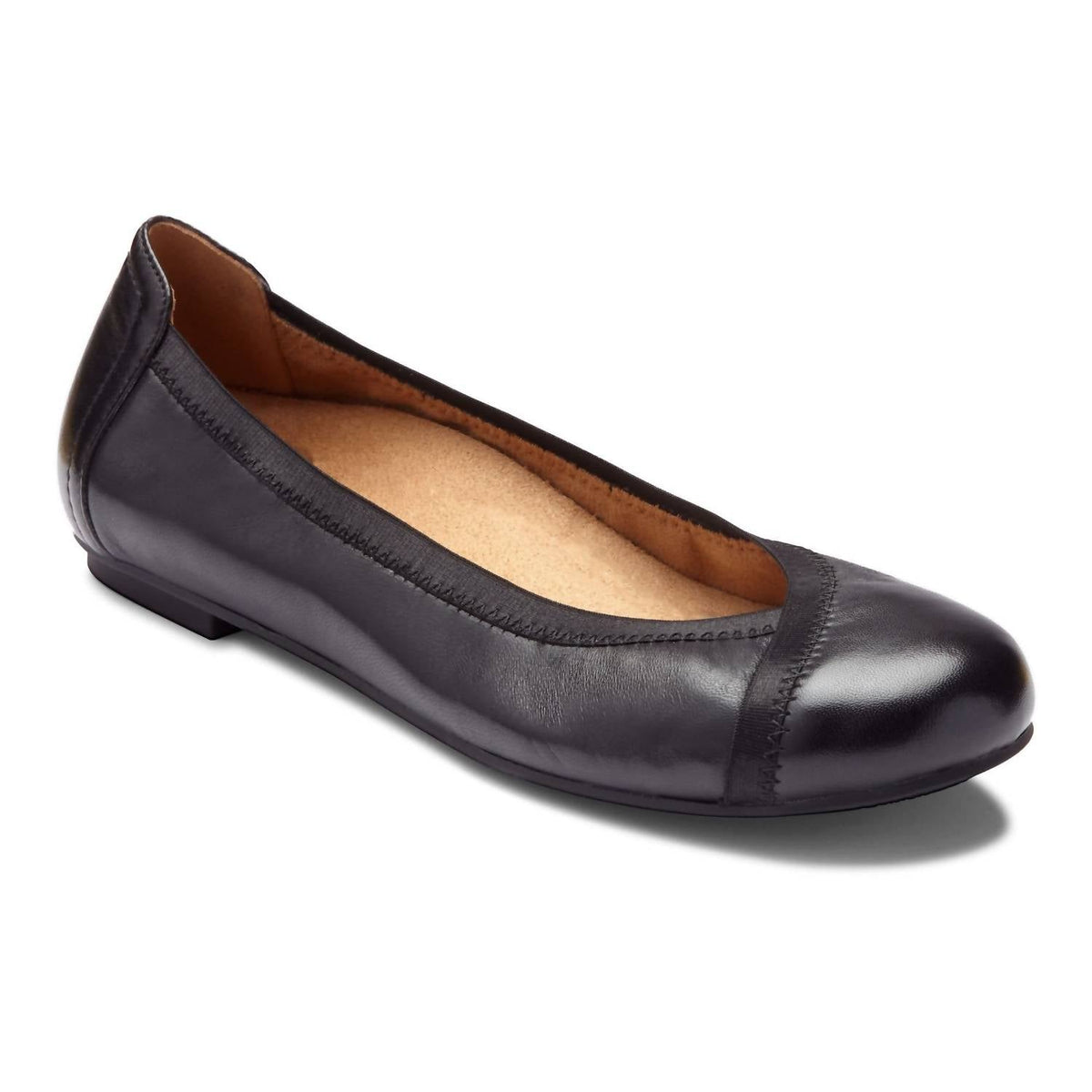 Zapatos planos de mujer de cuero color negro