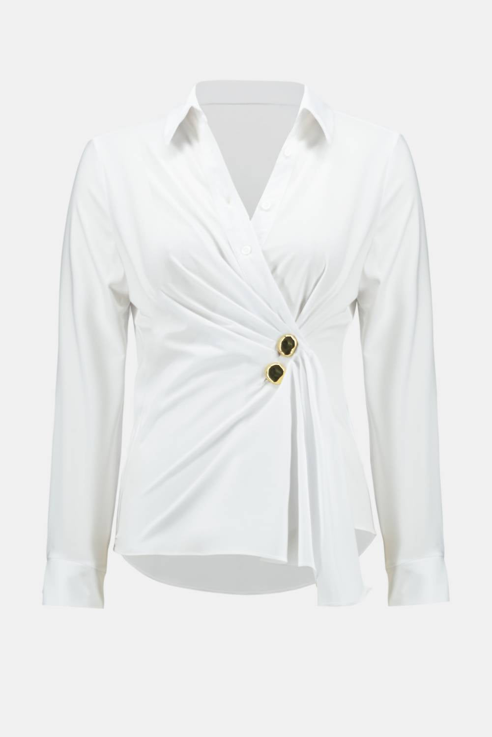 Blusa con cuello en V color blanco
