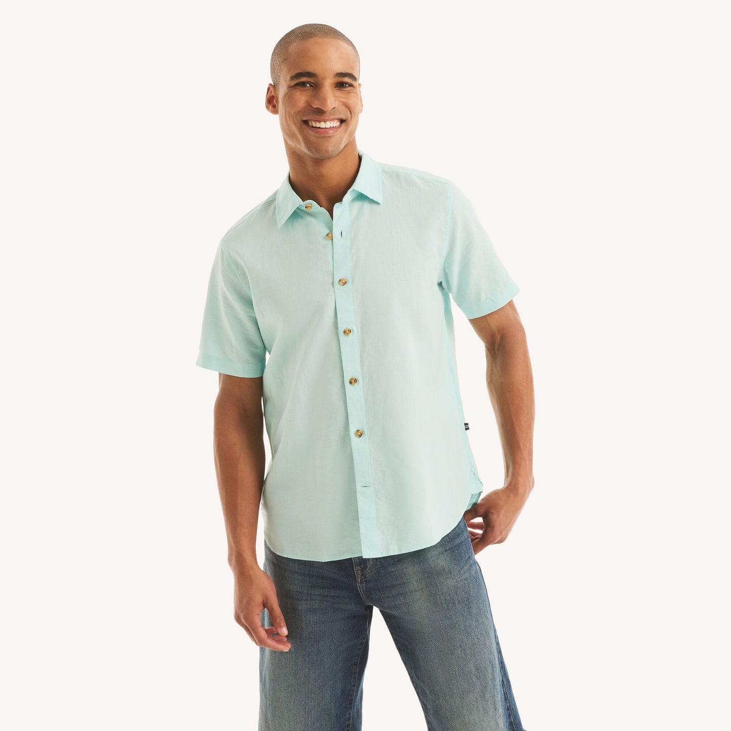 Camisa de hombre de lino de manga corta