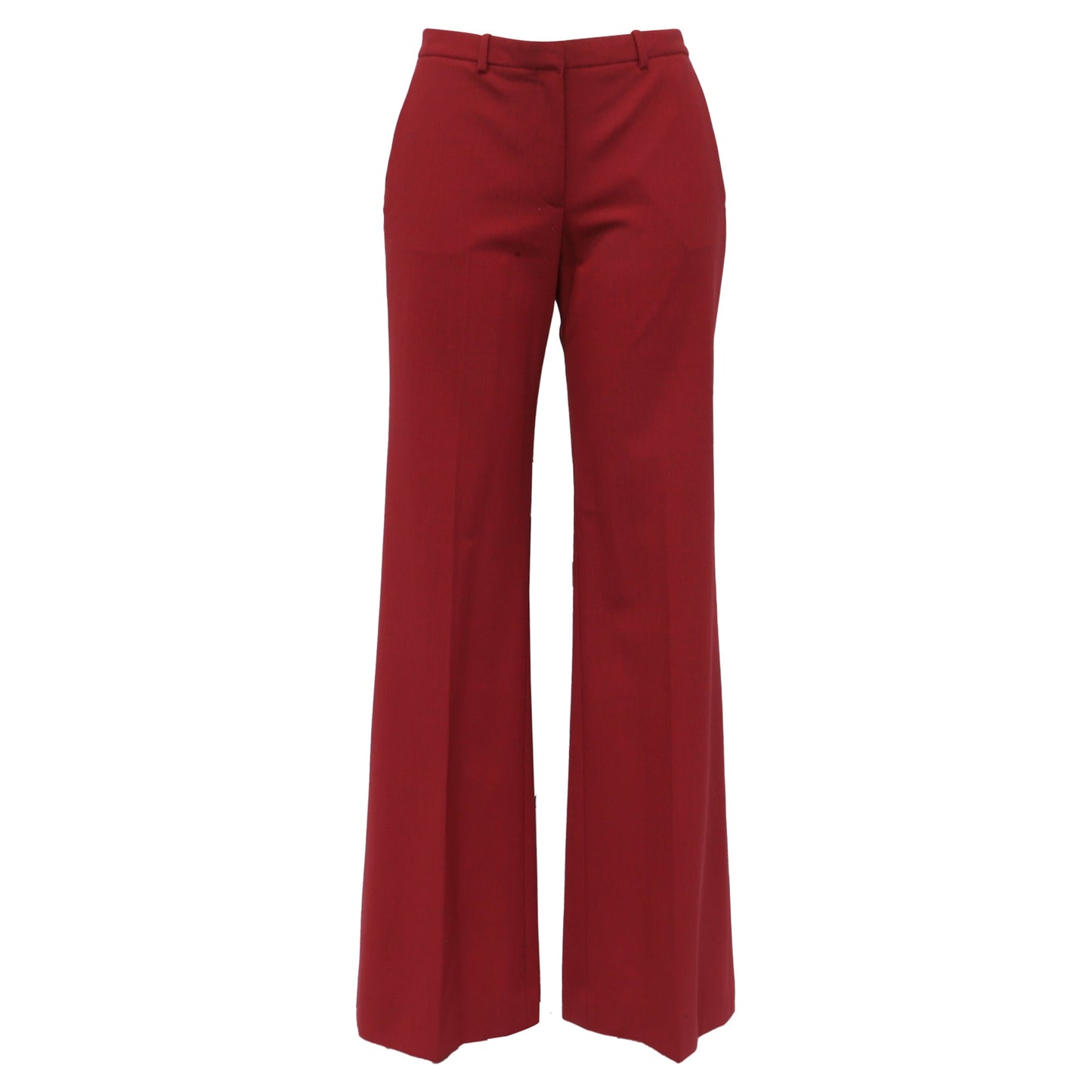 Pantalón de lana de corte recto color rojo