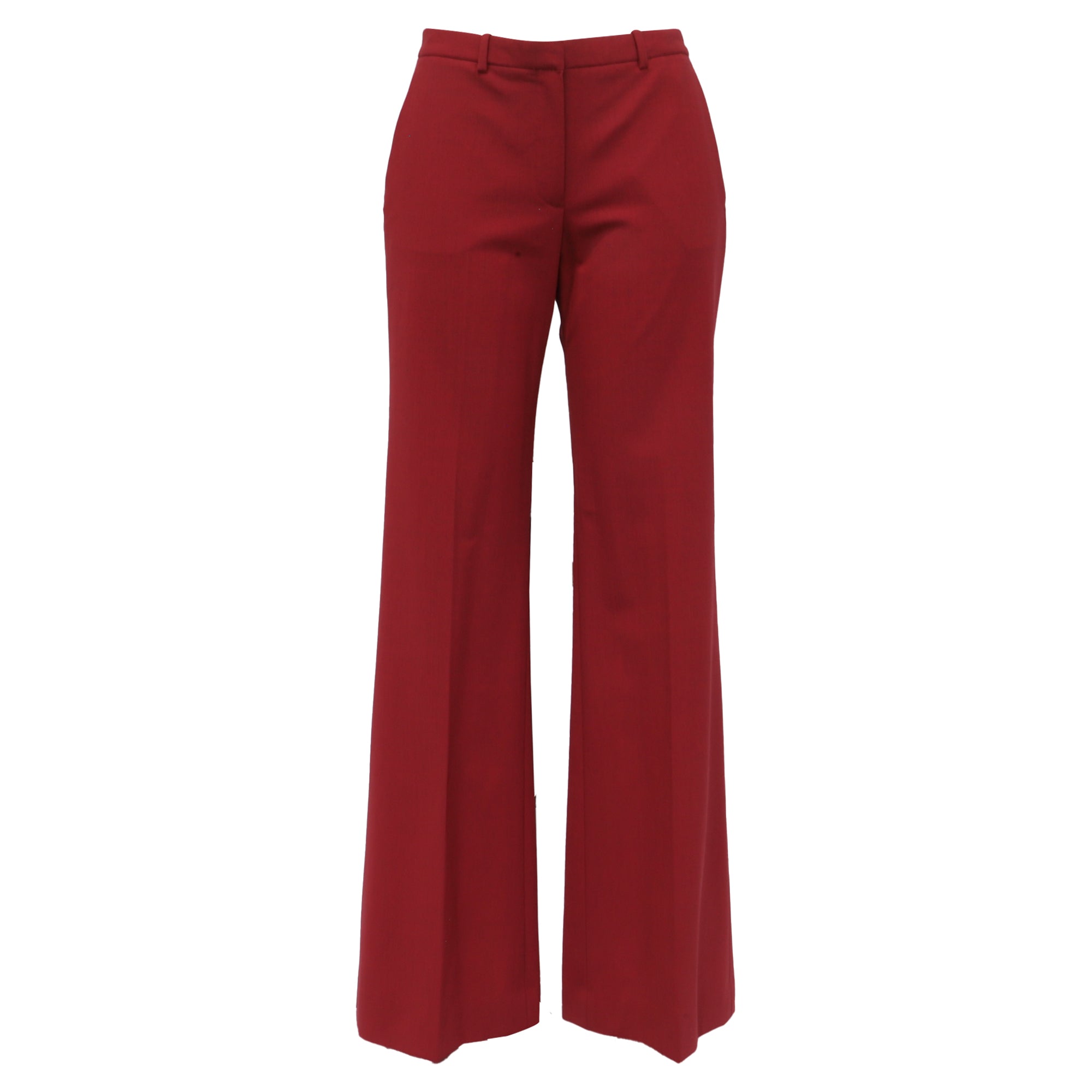 Pantalón de lana de corte recto color rojo