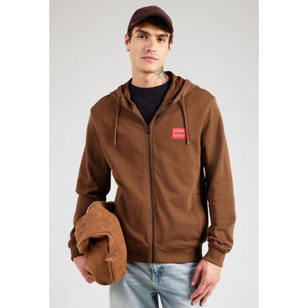 Buzo con capucha de hombre de algodón color café