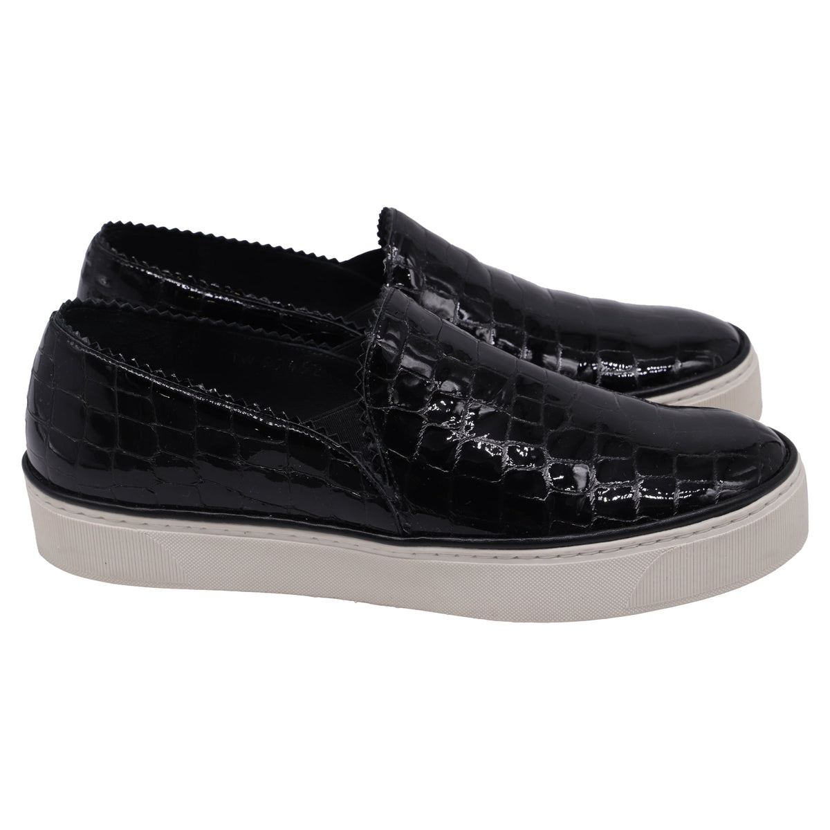 Tenis de cuero sin cordones color negro