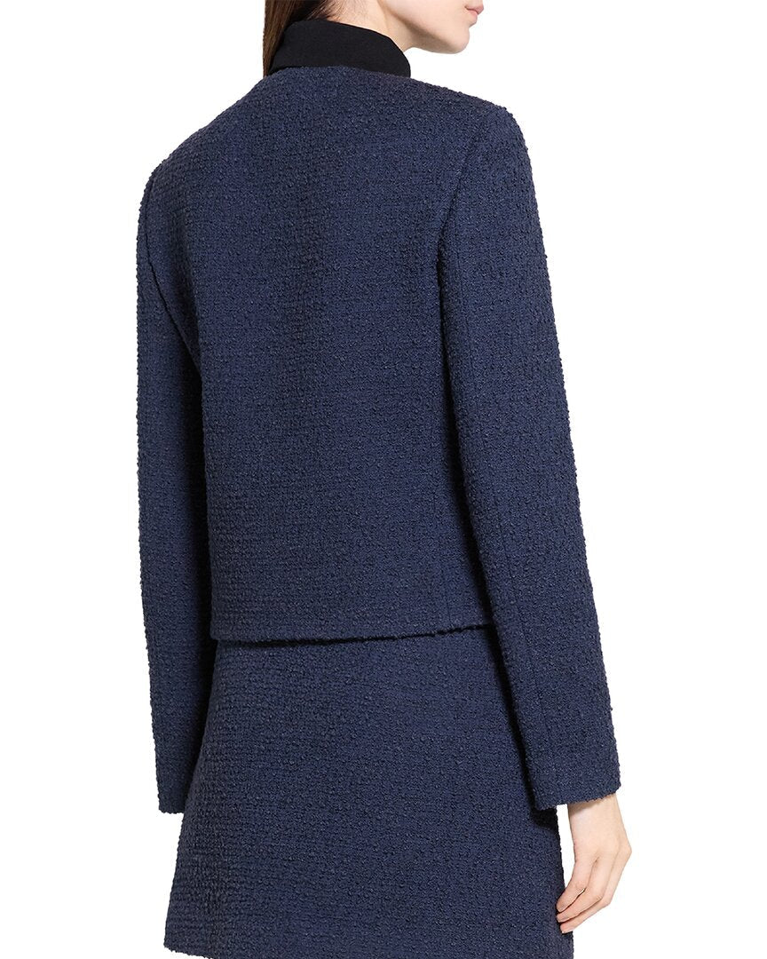 Chaqueta de mezcla de lana con cuello redondo
