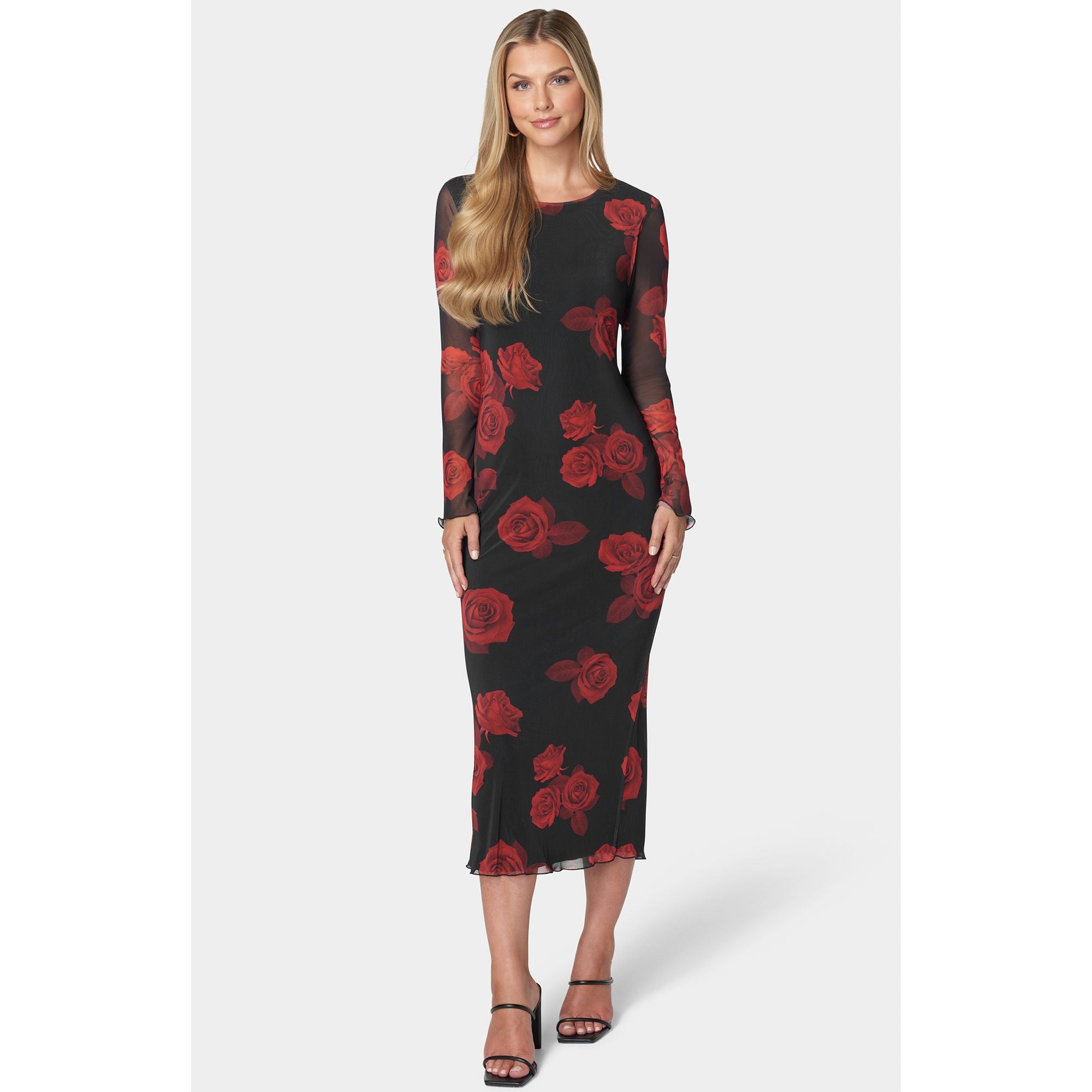 Vestido de mujer largo de manga larga con estampado
