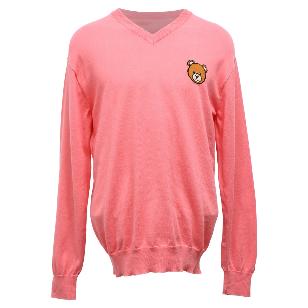 Suéter de algodón con cuello en V color rosado