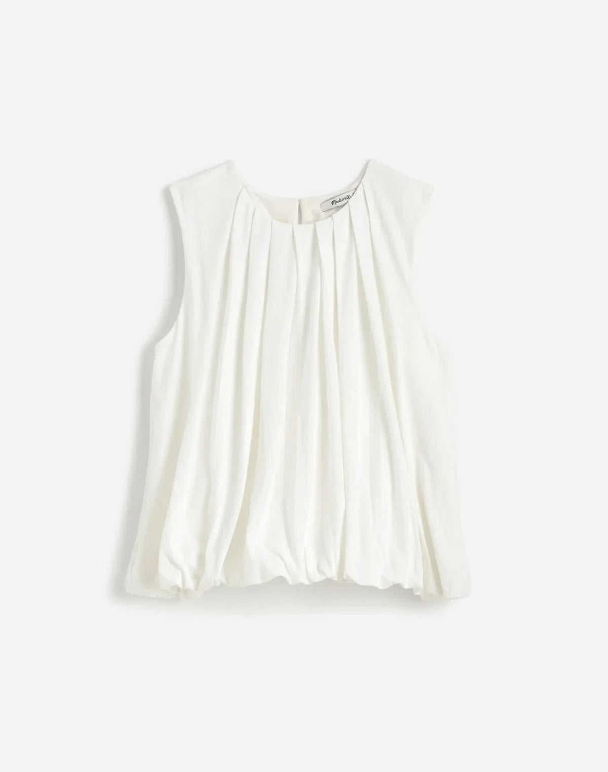 Blusa de mujer sin mangas con pliegues color blanco