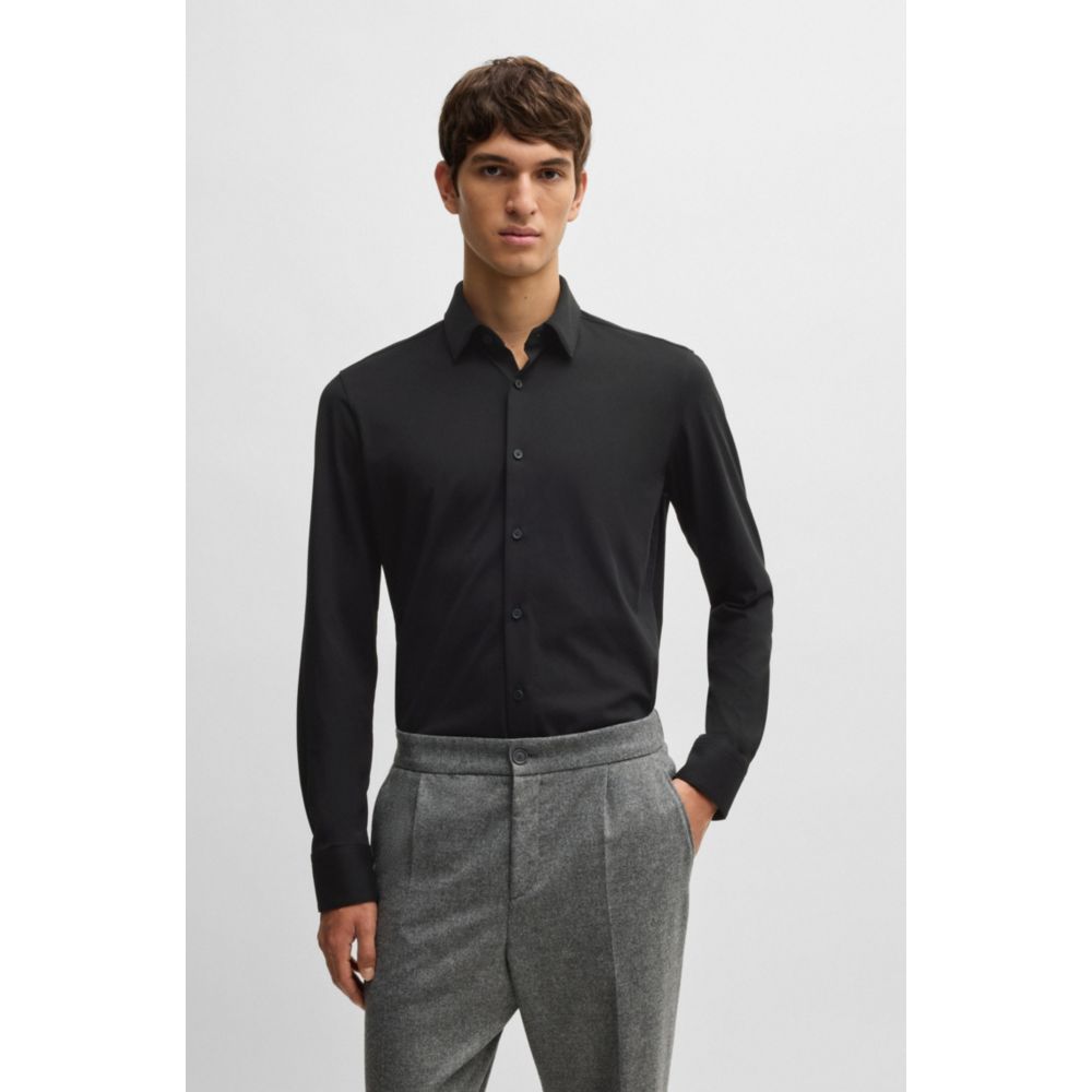 Camisa de mezcla de algodón de corte ajustado