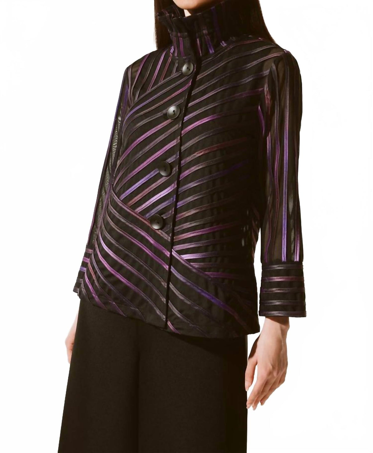 Chaqueta a rayas color negro