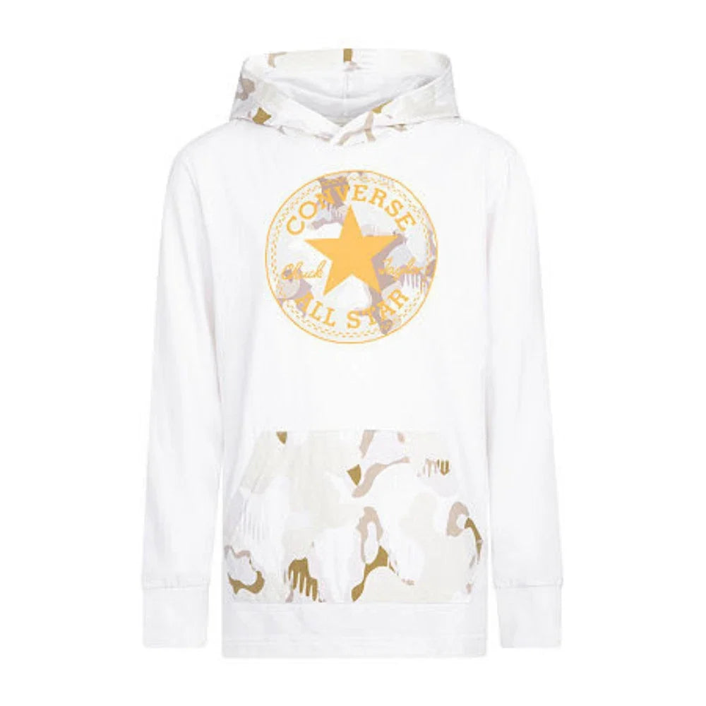 Buzo con capucha para niño de manga larga color blanco