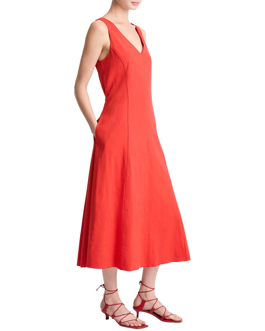 Vestido de mezcla de lino con cuello en V