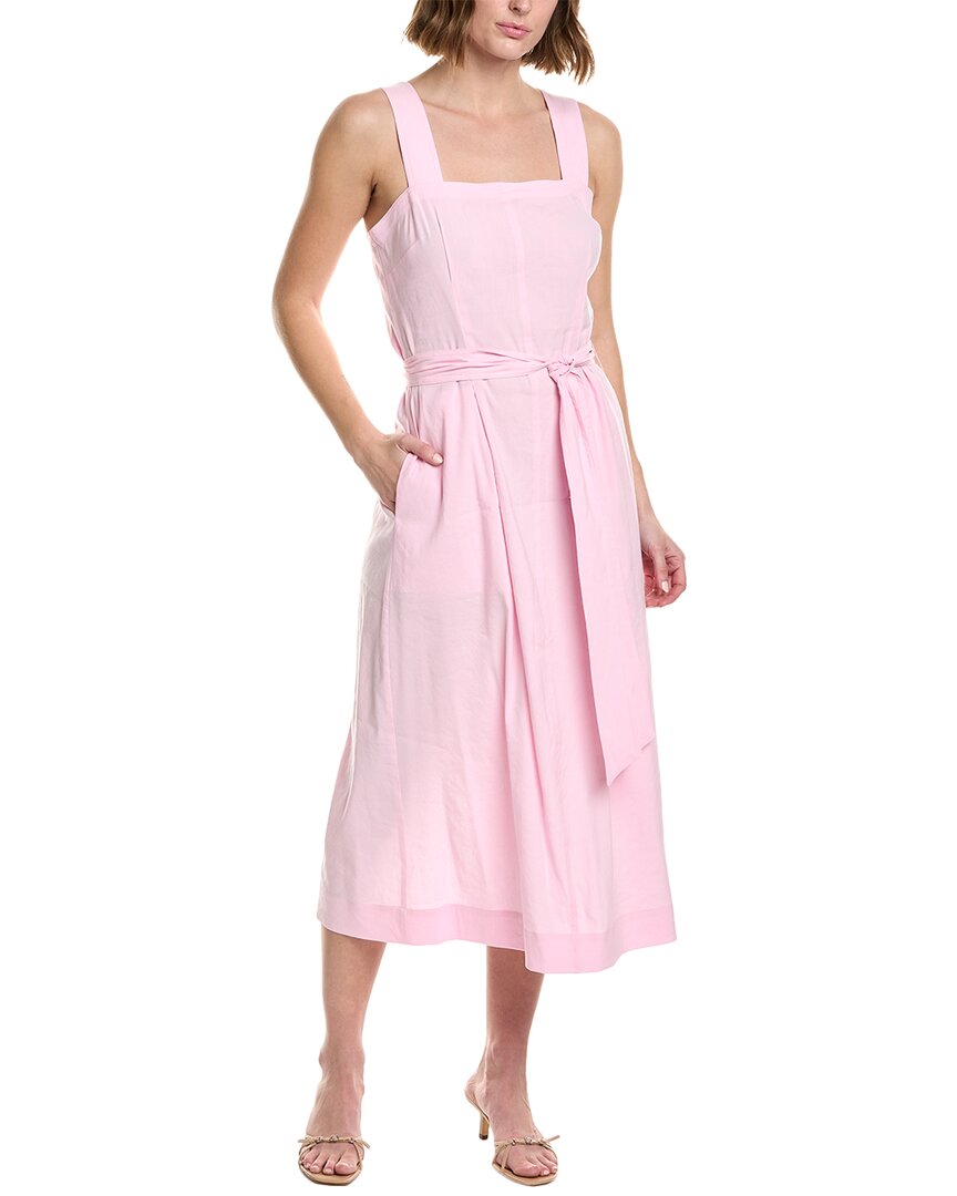 Vestido de mezcla de lino midi con escote cuadrado