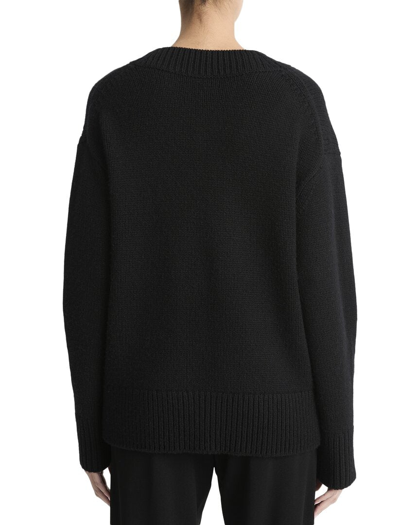 Top de mezcla de cachemira con cuello en V