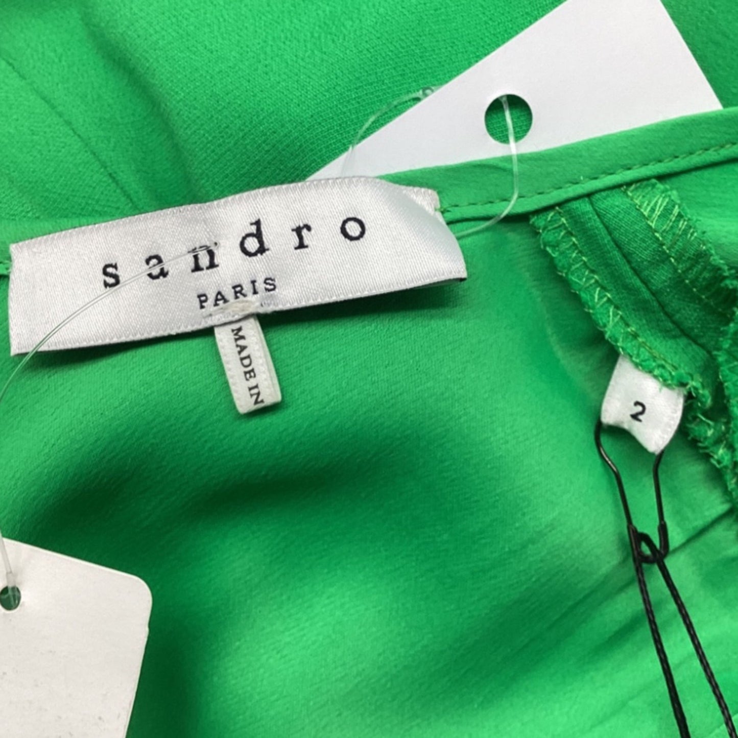 Sandro Risla Vestido Midi Verde Acampanado en Viscosa Verde