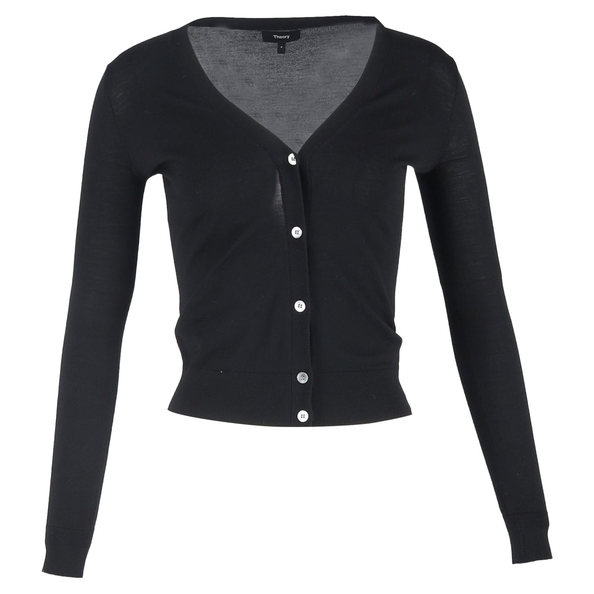 Cárdigan de lana con cuello en V color negro