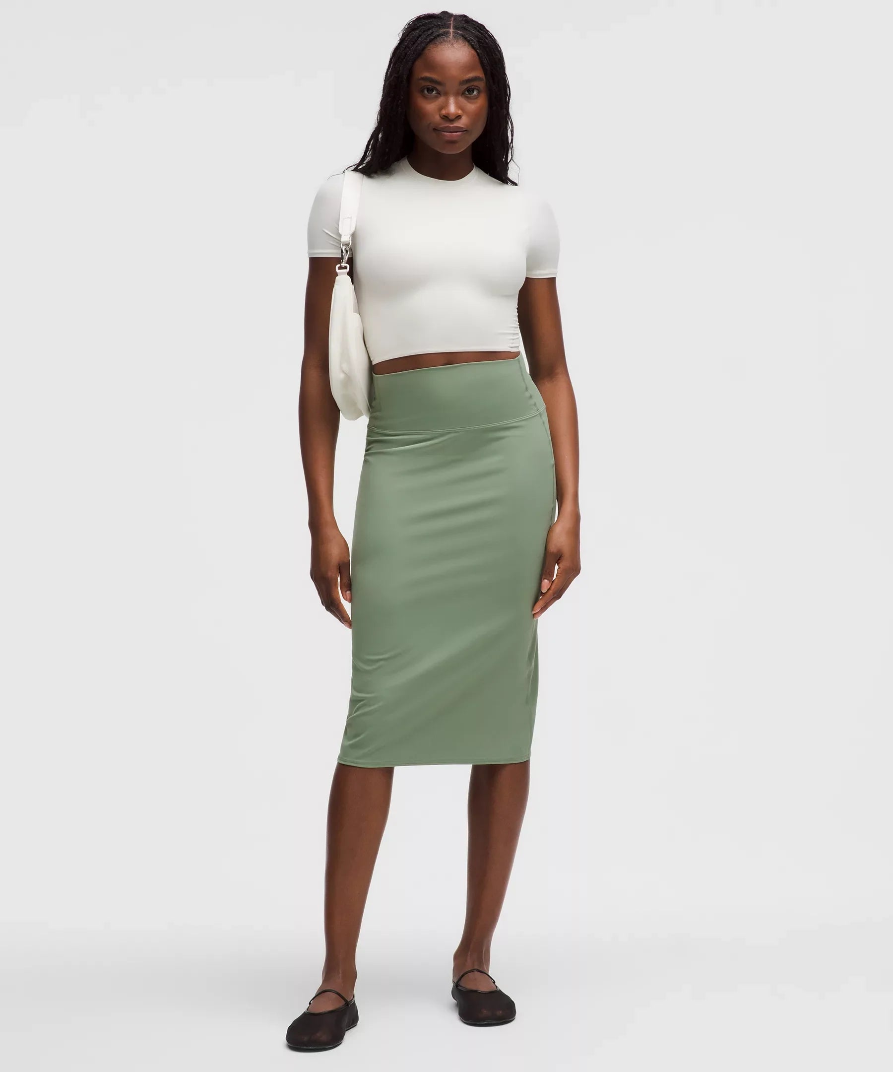 Falda midi de corte ajustado de tiro alto
