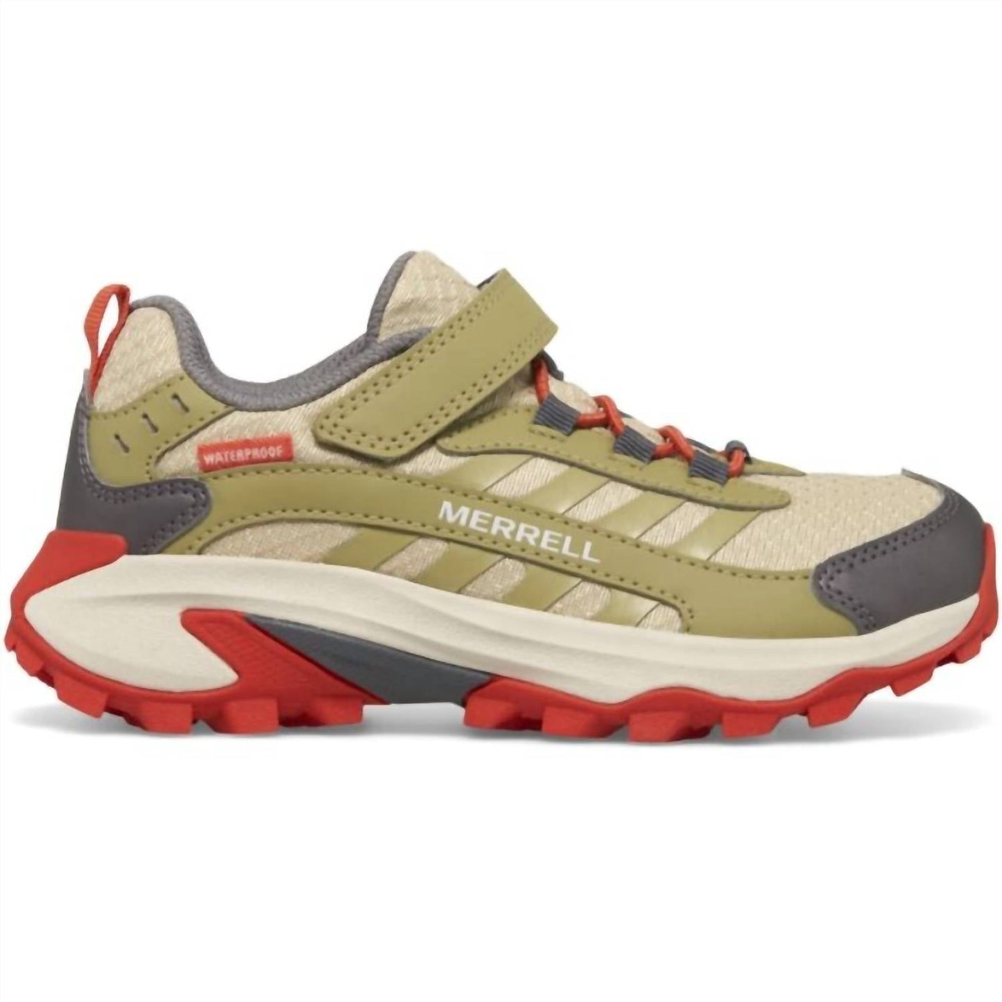 Tenis infantil color gris oscuro y rojo y beige