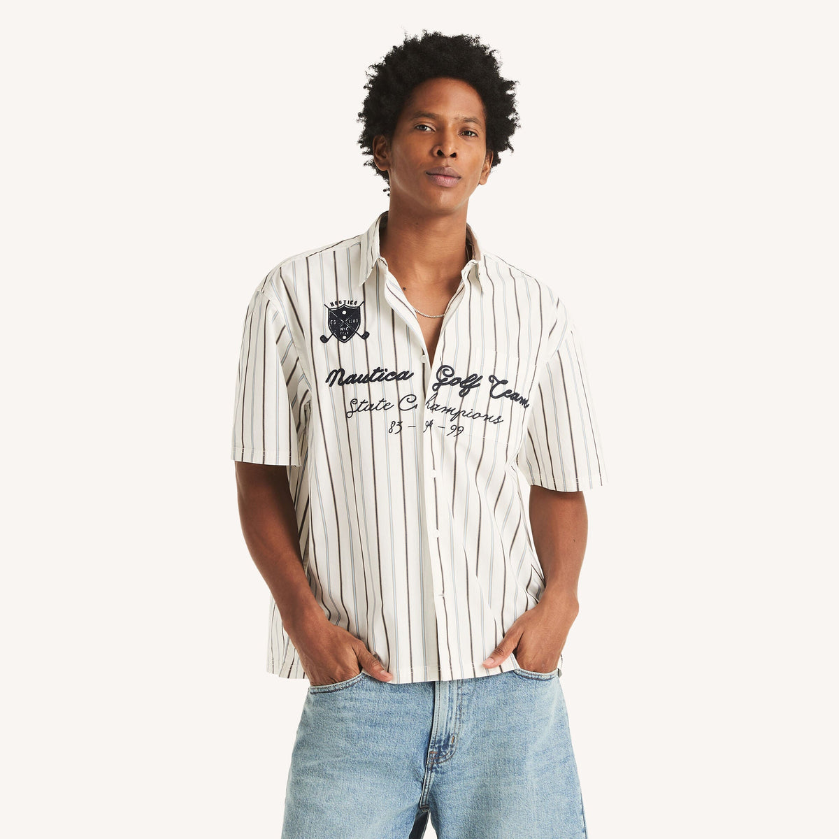 Camisa de hombre de manga corta a rayas