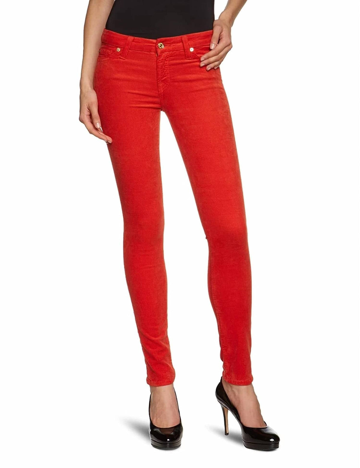 Pantalón de corte ajustado color naranja