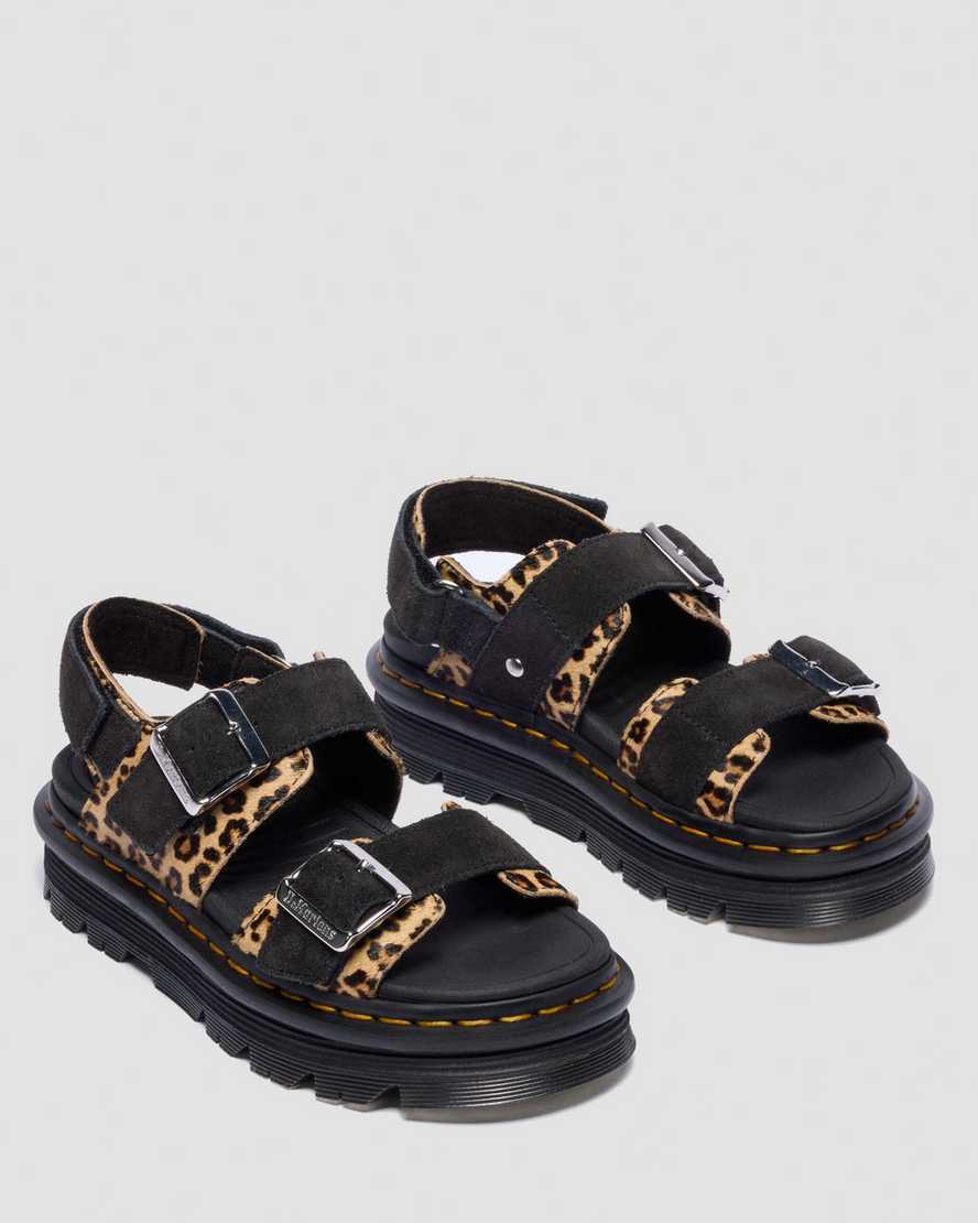 Sandalias de cuero con estampado animal