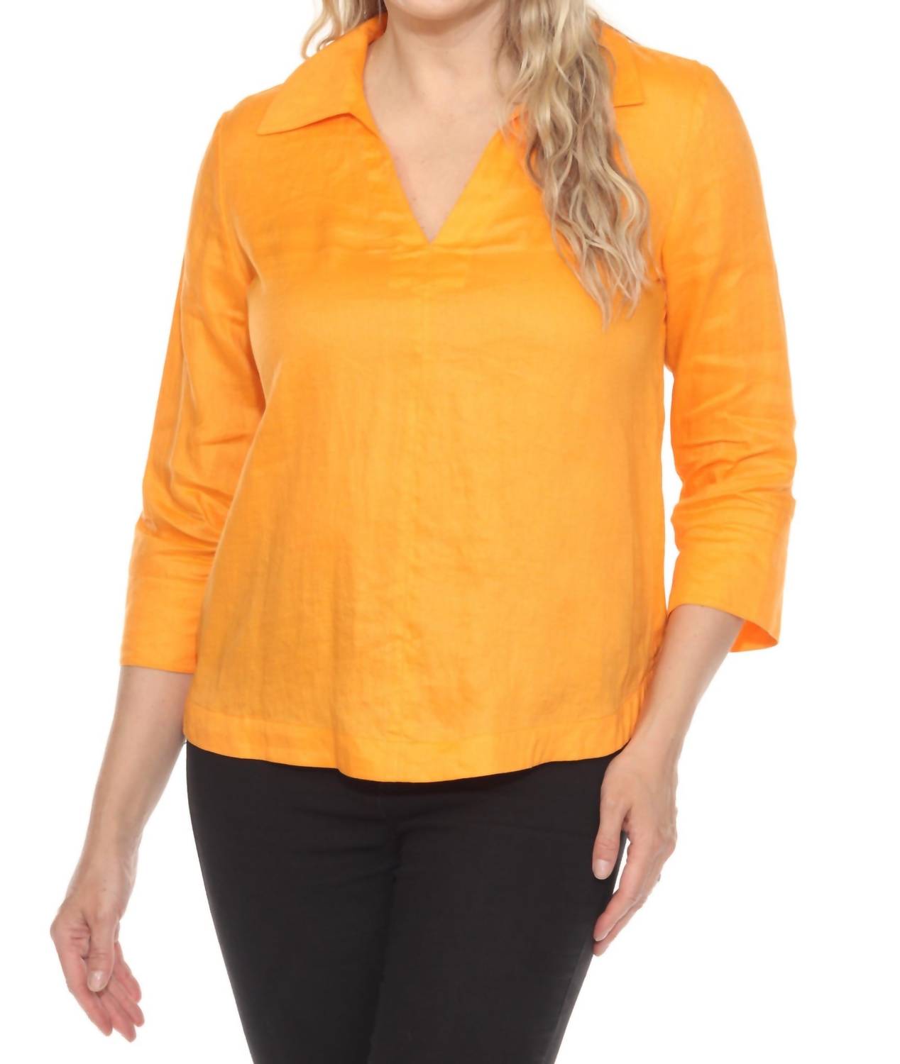 Top de lino con cuello en V